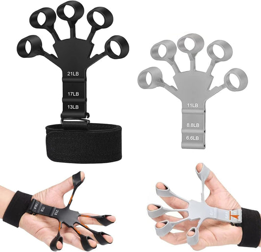 2Pcs Silicone 5-Finger Finger Strengthener, Grip Strength Trainer Wrist Tension Device, Shooting Corrector, Basketball Shooting Training Assistance, Relieve Pain Arthritis